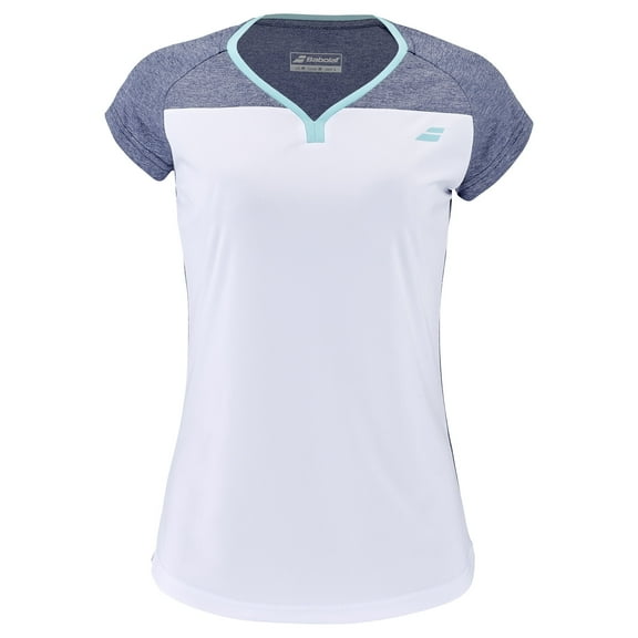 Babolat Women's Play Cap Sleeve Top - White/Blue Heather (Medium)