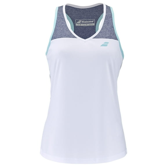 Babolat Women's Play Tank Top - White/Blue Heather (Medium)