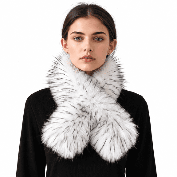 Babomareon Women's Faux Fur Collar Scarf Wrap Winter Pull-Through Neck Warmer Collar Ladies Scarfs