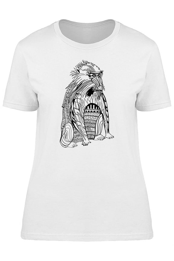 Baboon In Ethnic Tribal Body T-Shirt Women -Image by Shutterstock, Female Large