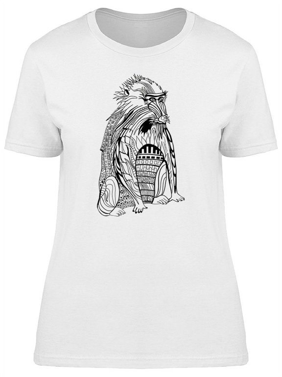 Baboon In Ethnic Tribal Body T-Shirt Women -Image by Shutterstock, Female Large