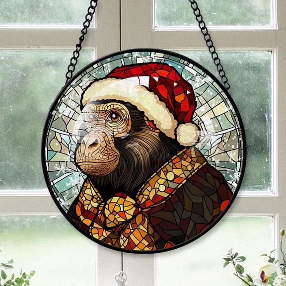 Baboon Ornament Christmas 2025, Baboon Stained Glass Window Hanging  Handmade Glass Art for Rustic, Modern, or Farmhouse Style Homes