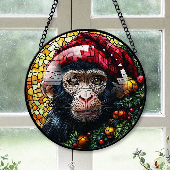 Baboon Ornament Christmas 2025, Baboon Stained Glass Window Hanging  Vibrant Glass Art Ornament, Great Gift for Lovers