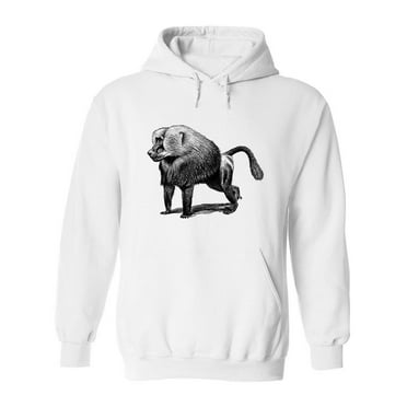 Baboon Pencil Drawing Hoodie Men -Image by Shutterstock, Male Small
