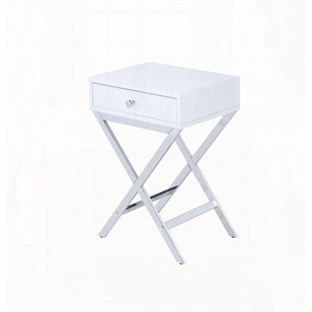 Babs Red Finish Accent Table - Modern Square Design & Stable Base