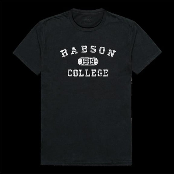 Babson College Beavers Distressed Arch College T-Shirt, Black - Extra Large