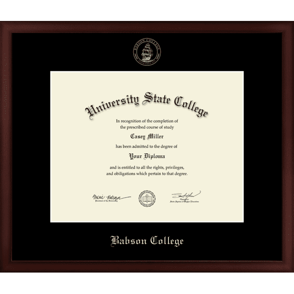 Babson College Diploma Frame, Document Size 14" x 11"