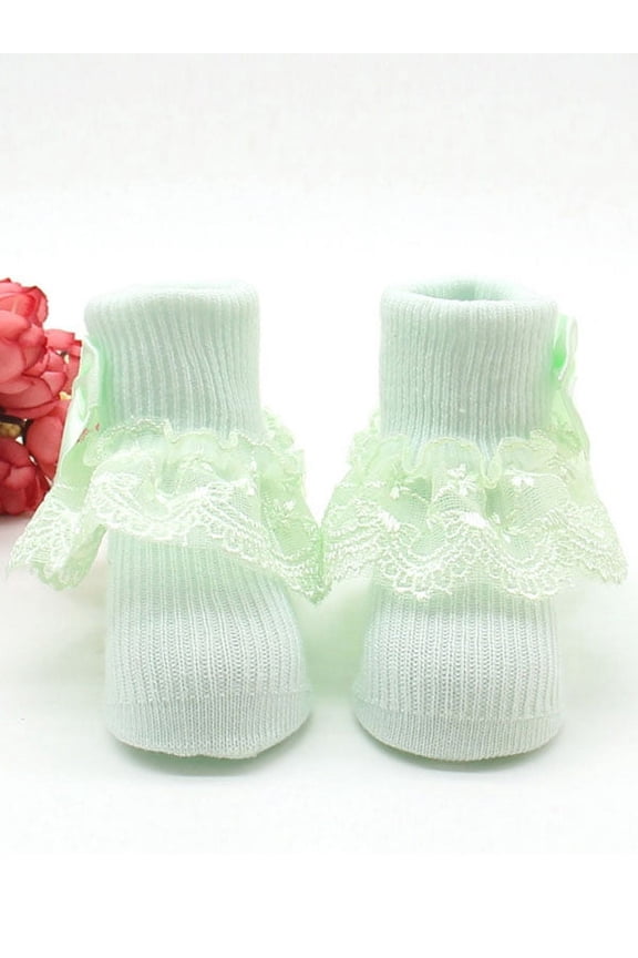 Infant Baby Girl Ruffle Lace Anti Slip Frilly Princess Socks 0-1Y