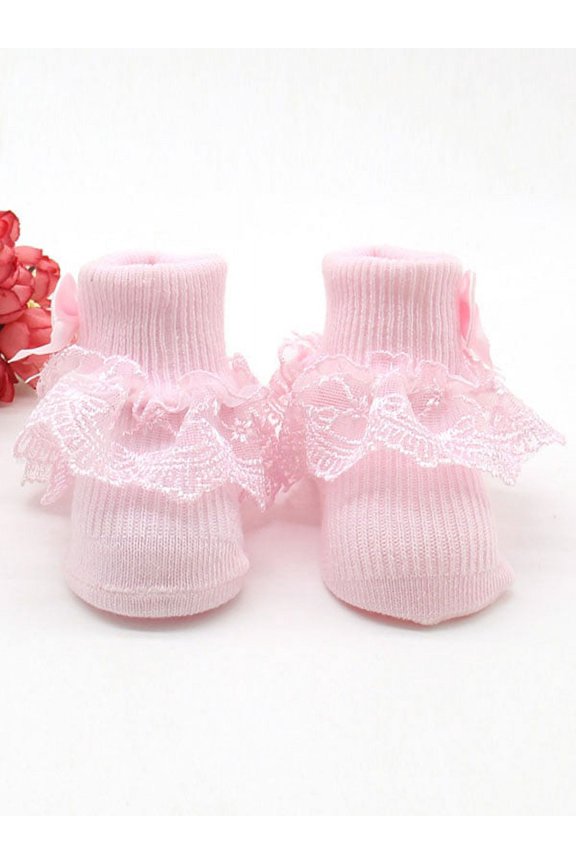 Infant Baby Girl Ruffle Lace Anti Slip Frilly Princess Socks 0-1Y
