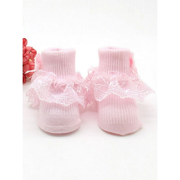 Babula Infant Baby Girl Ruffle Lace Anti Slip Frilly Princess Socks 0-1Y