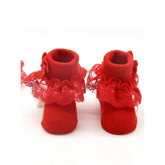 Babula Infant Baby Girl Ruffle Lace Anti Slip Frilly Princess Socks 0-1Y
