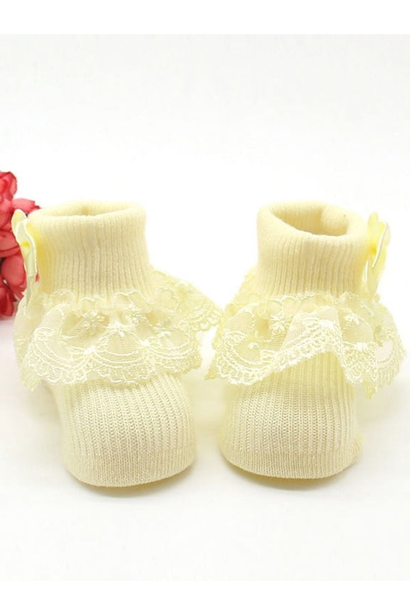 Infant Baby Girl Ruffle Lace Anti Slip Frilly Princess Socks 0-1Y