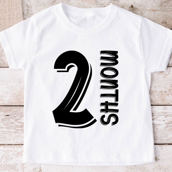 Baby 2 Months Milestone Shirt, Two Months Infant Baby Milestone Outfit One Piece Body Suit, T Shirt TODDLER SHORT SLEEVE TEE BELLA CANVAS 3001T