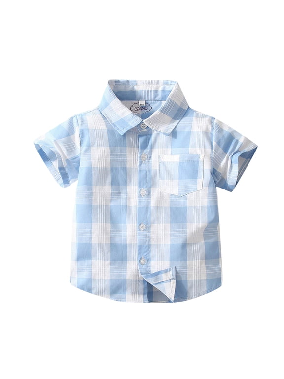 Baby 2025 Blouse 1 to 5 Years Toddler Boys Short Sleeve Fashion Plaid Shirt Tops Coat Outwear For Boys Clothing