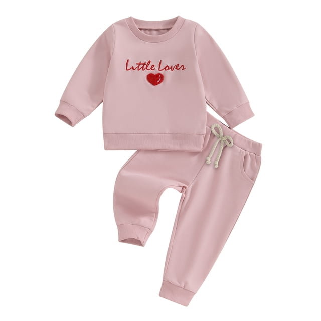 Baby 2Pcs Spring Outfits Long Sleeve Shamrock/Heart Embroidery ...