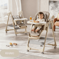 thumbnail image 1 of Baby 3 in 1 High Chairs,Baby Portable Folding Dining Chairs for 6 Months for Baby and Toddlers,Adjustable Height,PU leather,Pipe Material,Unisex,KHAKI, 1 of 12