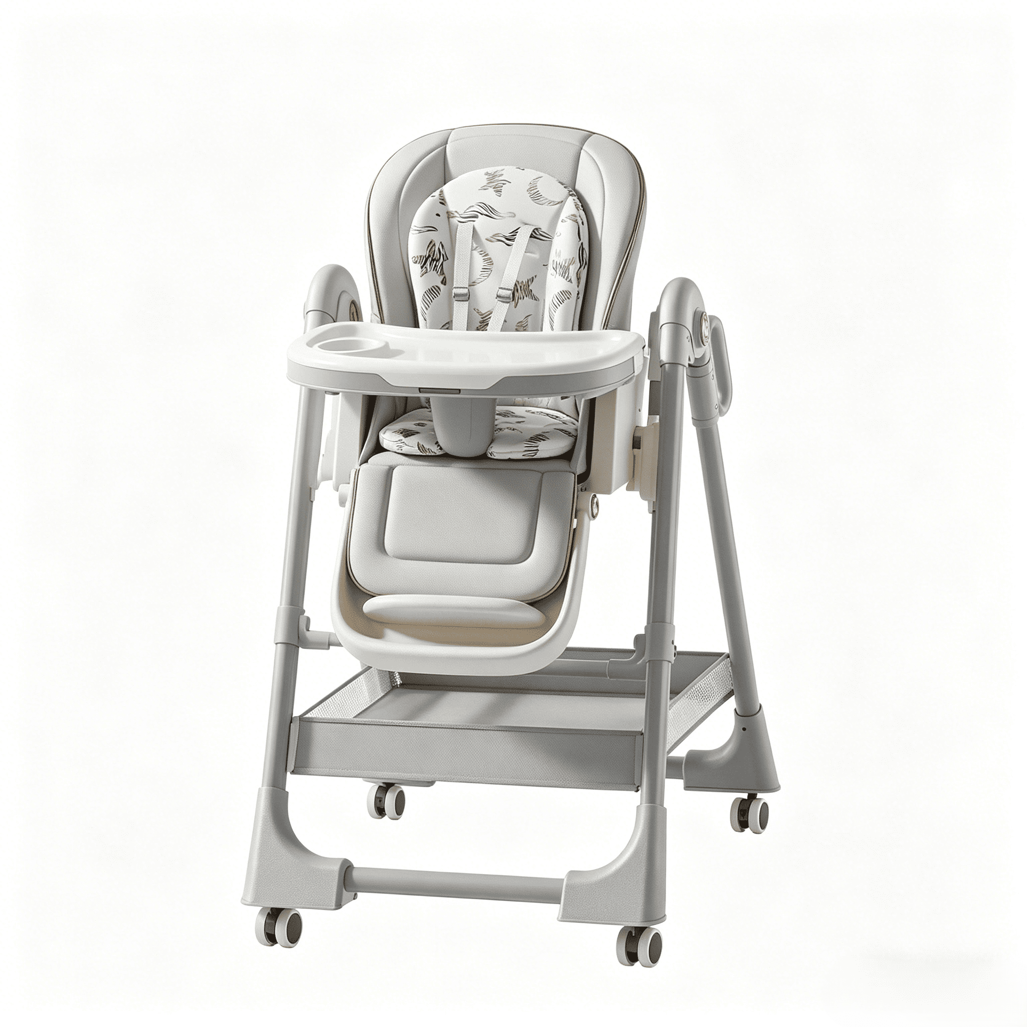 Baby 3 in 1 High Chairs,Baby Portable Folding Dining Chairs for 6 Months for Baby and Toddlers,Adjustable Height,PU leather,Pipe Material,Unisex,Grey