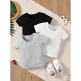 thumbnail image 1 of Baby 3pcs Solid Round Neck Top, 1 of 4