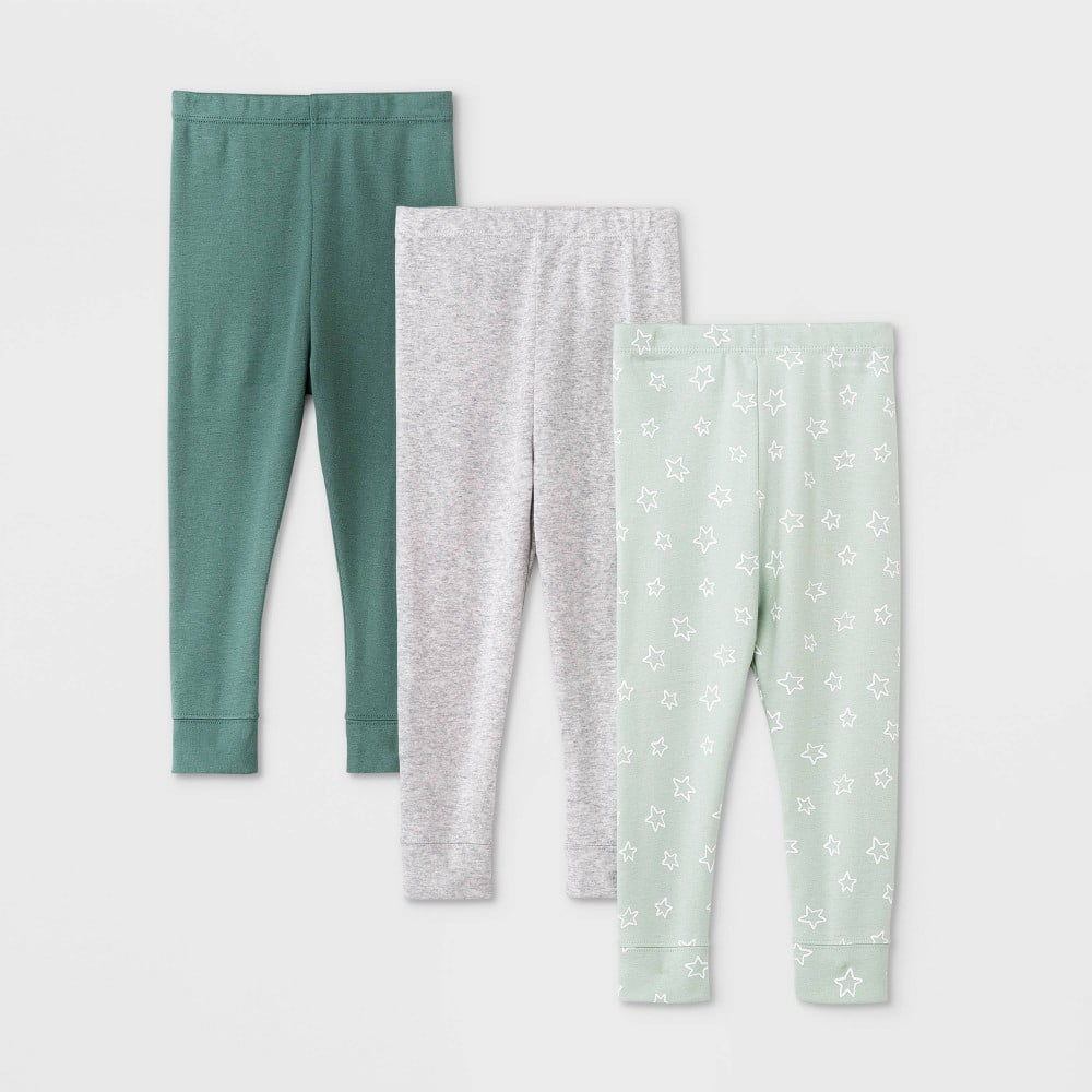 Baby 3pk 'Hello Happy' Pants Cloud Island Dark Green 12M