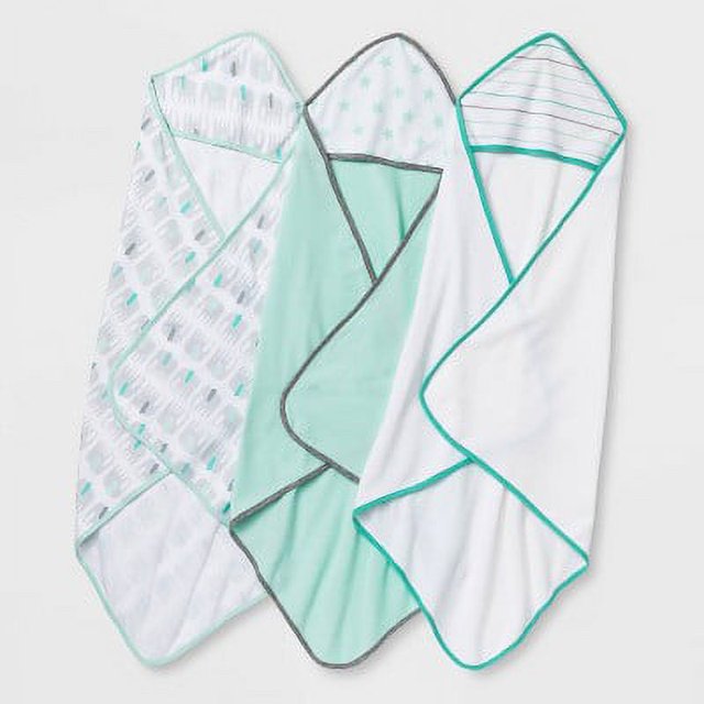 Baby 3pk Little Peanut Hooded Bath Towel Cloud Island™ Mint Green
