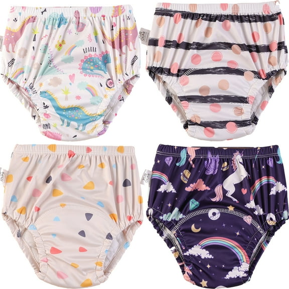 Baby 4 Packs Potty Training Pants Cotton Absorbent Training Underwear for Toddler Boy and Girls 0T-3T