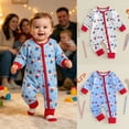 thumbnail image 1 of Baby 4th of July Romper Patriotic Print Long Sleeve Jumpsuit with Full-Zip USA Star Pattern Casual Outfit White 3-6 Months, 1 of 8