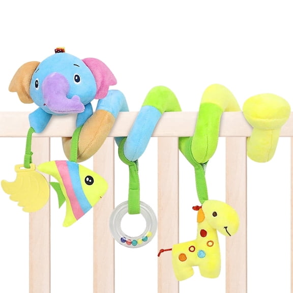 Caterbee Baby Car Seat Toy, Spiral Hanging Activity Toy for Stroller, Crib & Bassinet, Soft Rattle Toy for Infants 0+ Months