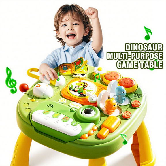Baby Activity Table Learn Activity Center with Dinosaur Musical Piano & Light for Toddlers 18M+