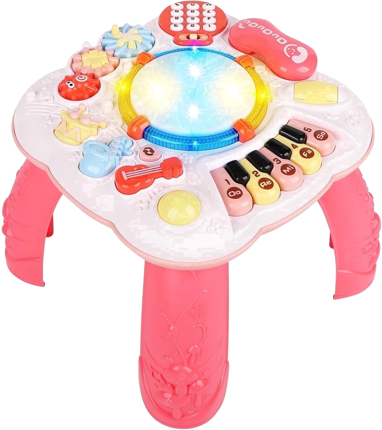 Baby Activity Table,Toddler Musical Learning Table,Educational Learning Toy for Baby 6 to 12 Months 1 2 3 Years Old Boys and Girls(pink)