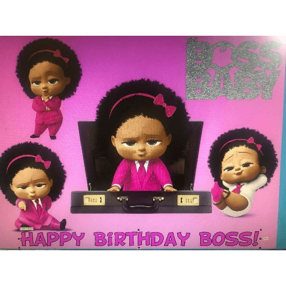 Baby African American Girl Birthday Image Edible Cake Topper