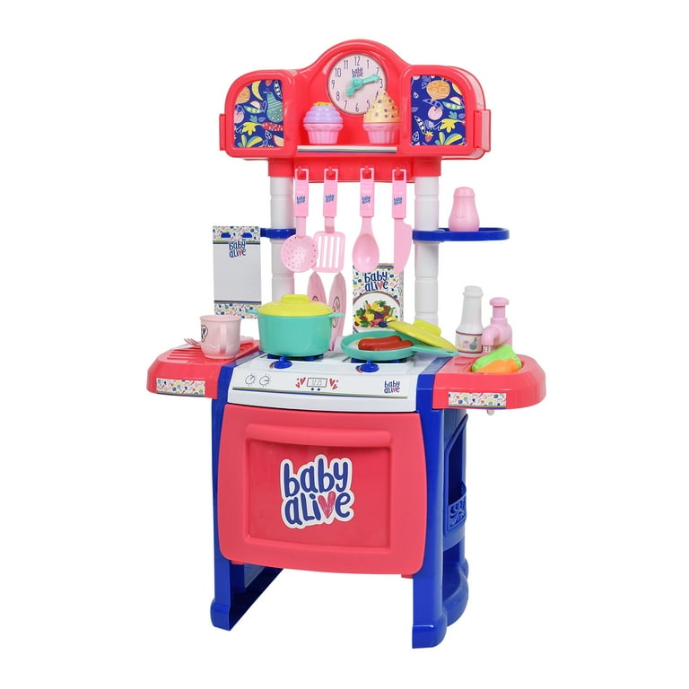 Baby Alive 21 Pieces Pretend Play Baby Doll Kitchen Set with Cooking Accessories Play Kitchen Multi color