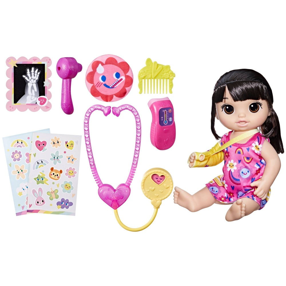 Baby Alive Better Now Bella with removable outfit, arm cast, stethoscope and more