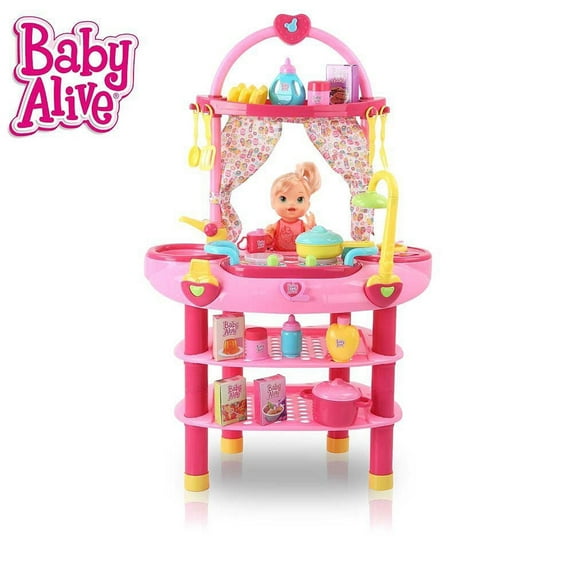 Baby Alive Cook 'N Care 3-in-1 Kitchen Playset for 16" Dolls, Includes 28 Accessories