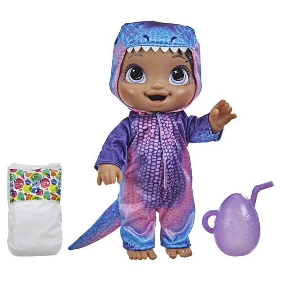 Baby Alive Dino Cuties Doll, Tyrannosaurus, Doll Accessories, Drinks and Wets