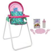 Baby Alive Doll Highchair Set - Green, Pink, Hearts - For Dolls Up To 24, 5 Matching Feeding Accessories, Rotating Seat, Folding, Kids Toy Ages 3+