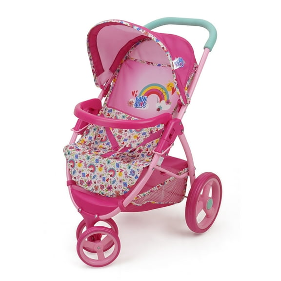Baby Alive: Doll Jogging Stroller - Pink & Rainbow - Fits Dolls Up to 24",  Pretend Play For Kids Ages 3+
