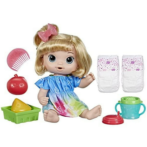 Baby Alive Fruity Sips Doll, Apple, Pretend Juicer Baby Doll Set, Kids 3 and Up, Blonde Hair