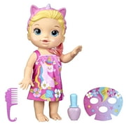 Baby Alive Glam Spa Baby Doll, Unicorn, Color Reveal Nails and Makeup, Kids 3 and Up, Blonde Hair