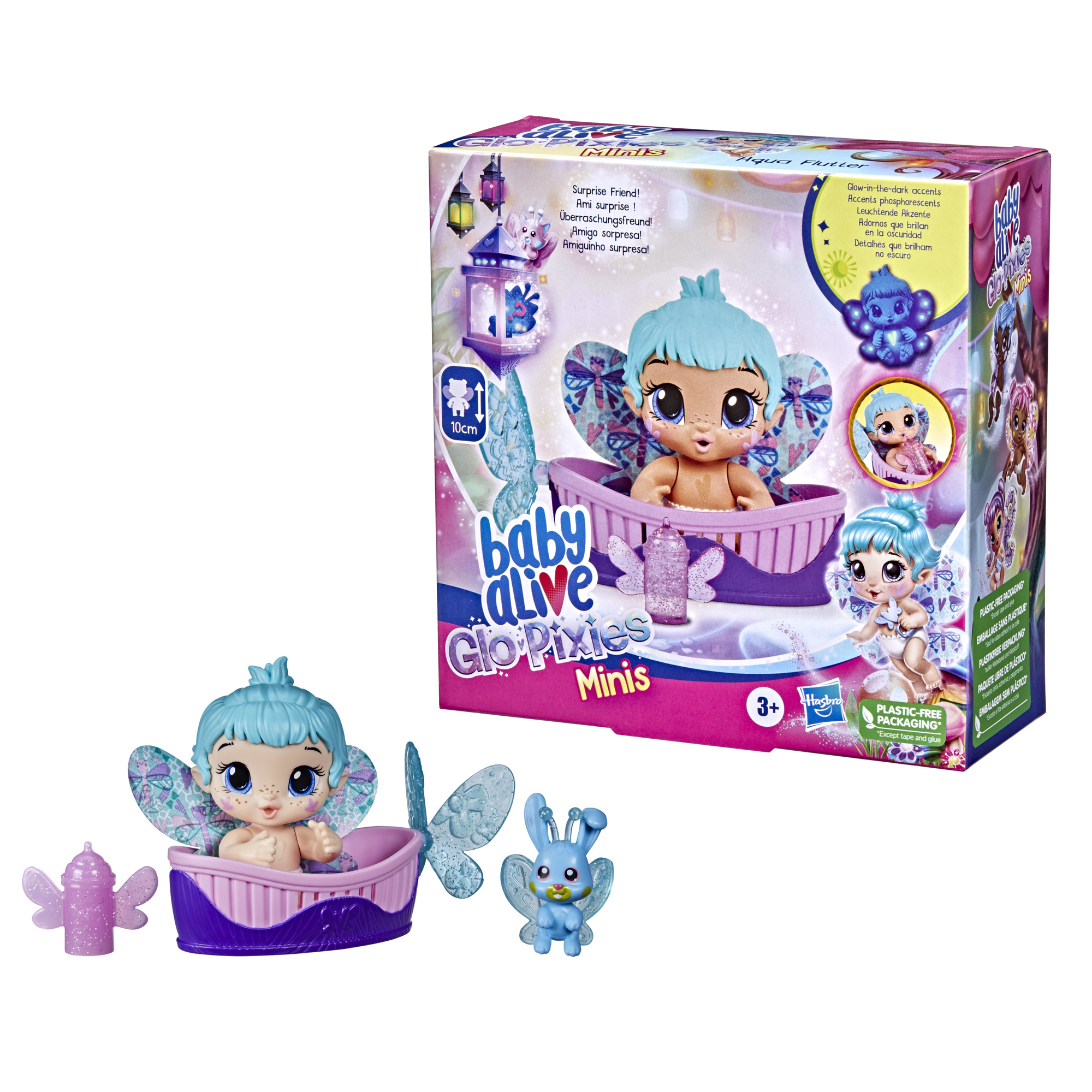 Baby Alive GloPixies Minis Doll, Aqua Flutter, Glow-In-The-Dark 3.75 ...