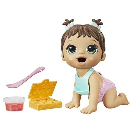 Baby Alive: Lil Snacks 8-Inch Doll Brown Hair, Green Eyes Kids Toy for Boys and Girls