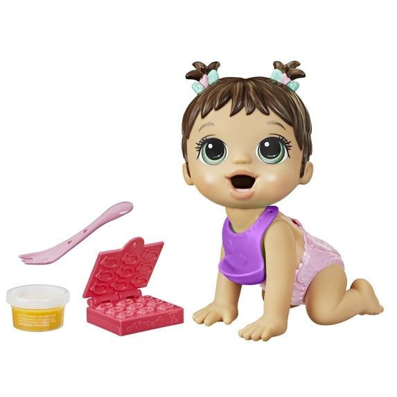 Baby Alive Lil Snacks Doll with Brown Hair, Eats and "Poops"