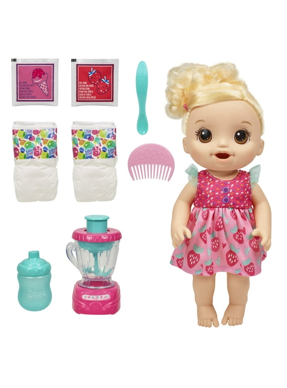 Baby Alive Magical Mixer Baby Doll Strawberry Shake, Blender, Accessories, Drinks, Wets, Eats, Toy for Kids Ages 3 and