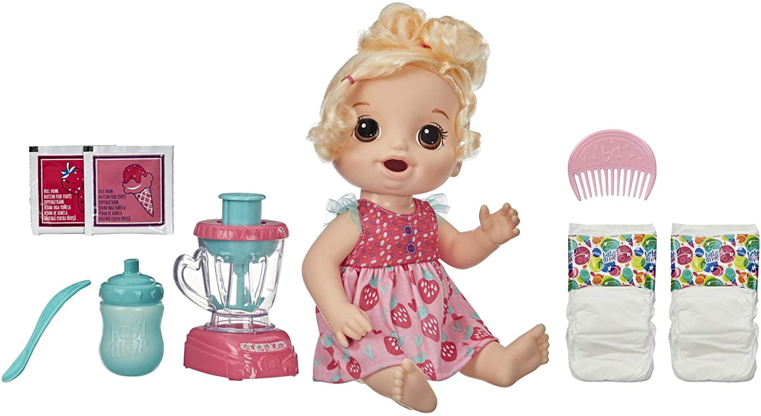 Baby Alive Magical Mixer Baby Doll Strawberry Shake with Blender  Accessories, Drinks, Wets, Eats, Blonde Hair Toy for Children Aged 3 and Up  – TopToy