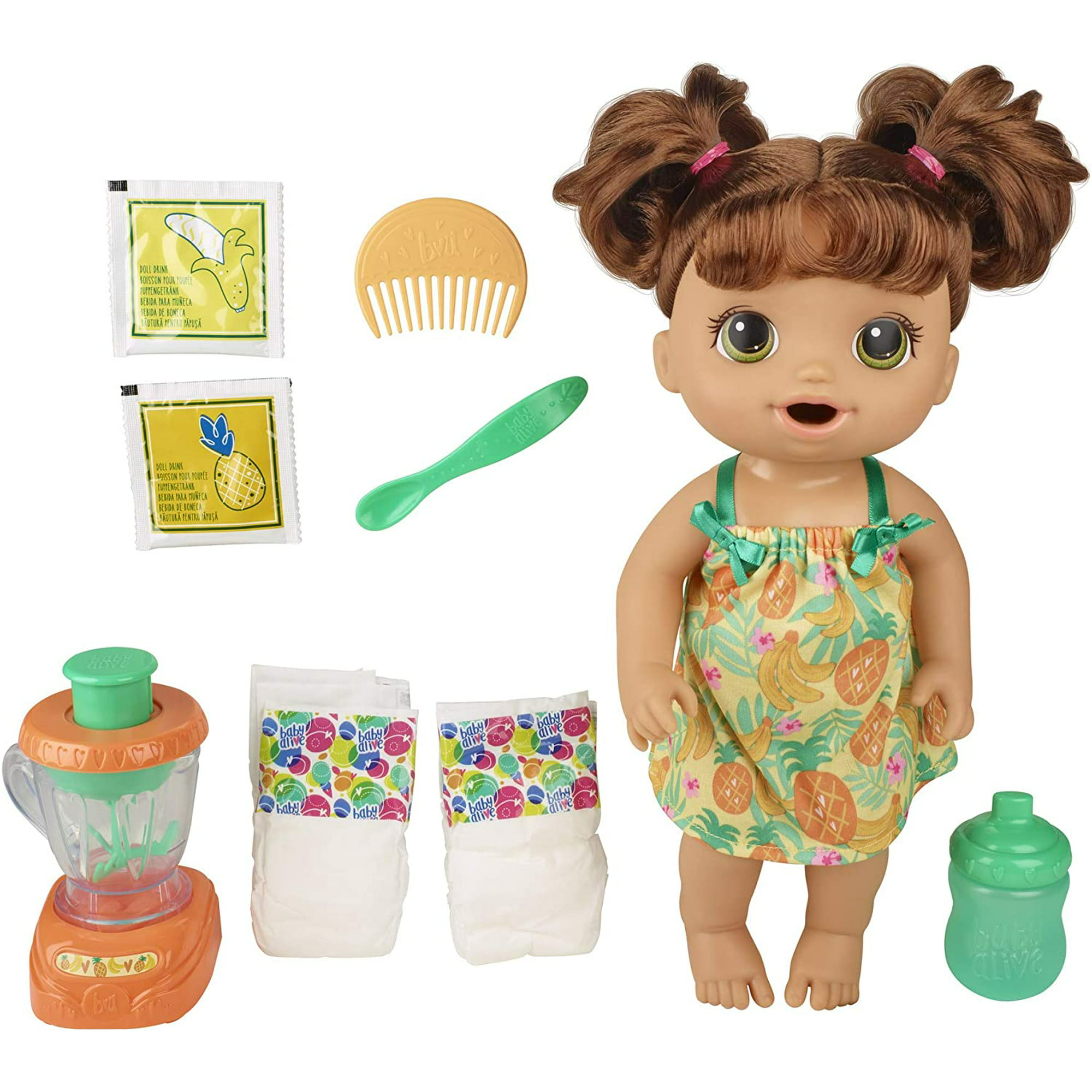 Baby Alive Magical Mixer Baby Doll Tropical Treat with Blender Accessories, Drinks, Wets, Eats, Brown Hair Toy for Kids Ages 3 and Up - image 1 of 7