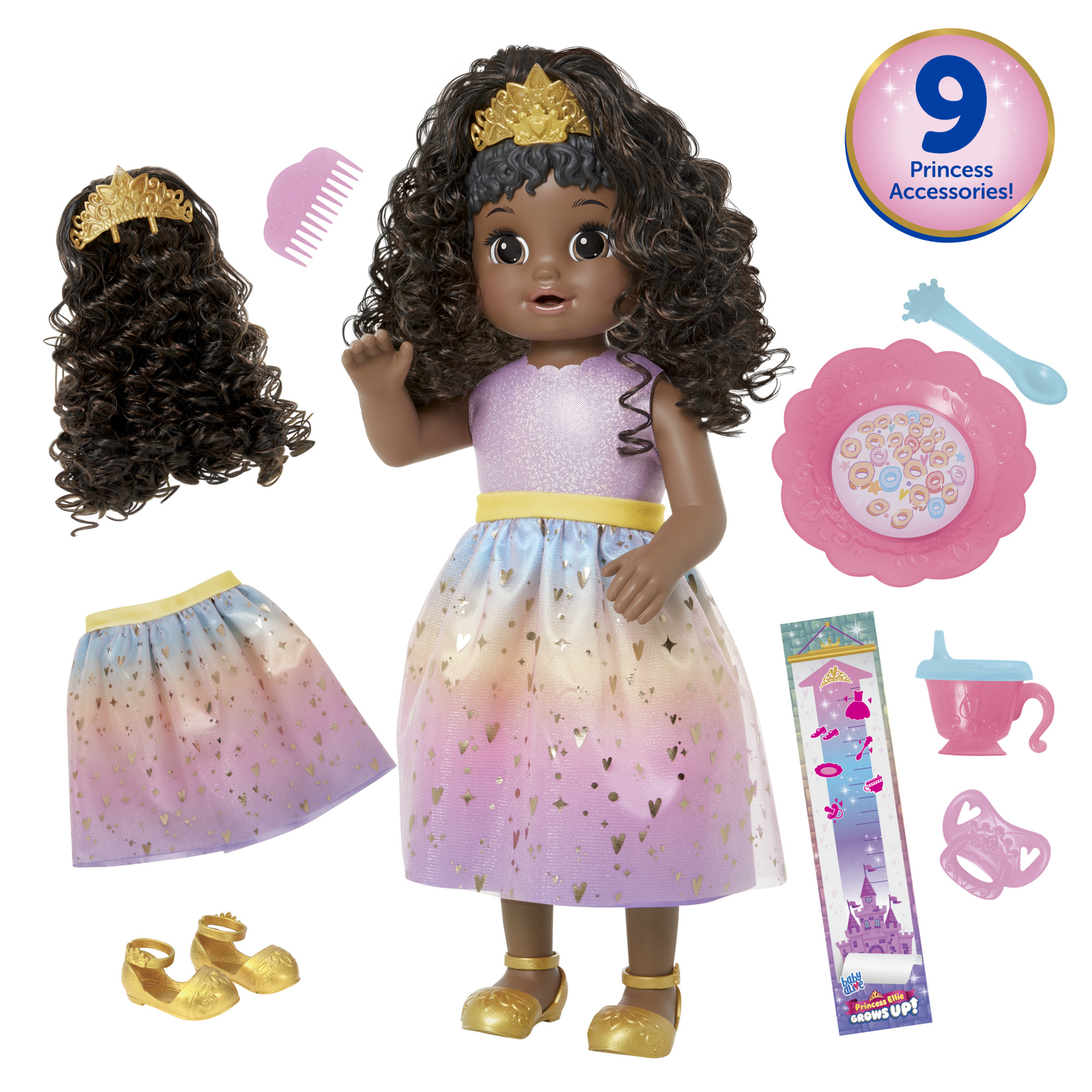Baby Alive: Princess Ellie Grows Up! 15-Inch Doll Black Hair, Brown Eyes Kids Toy for Boys and Girls - image 1 of 12