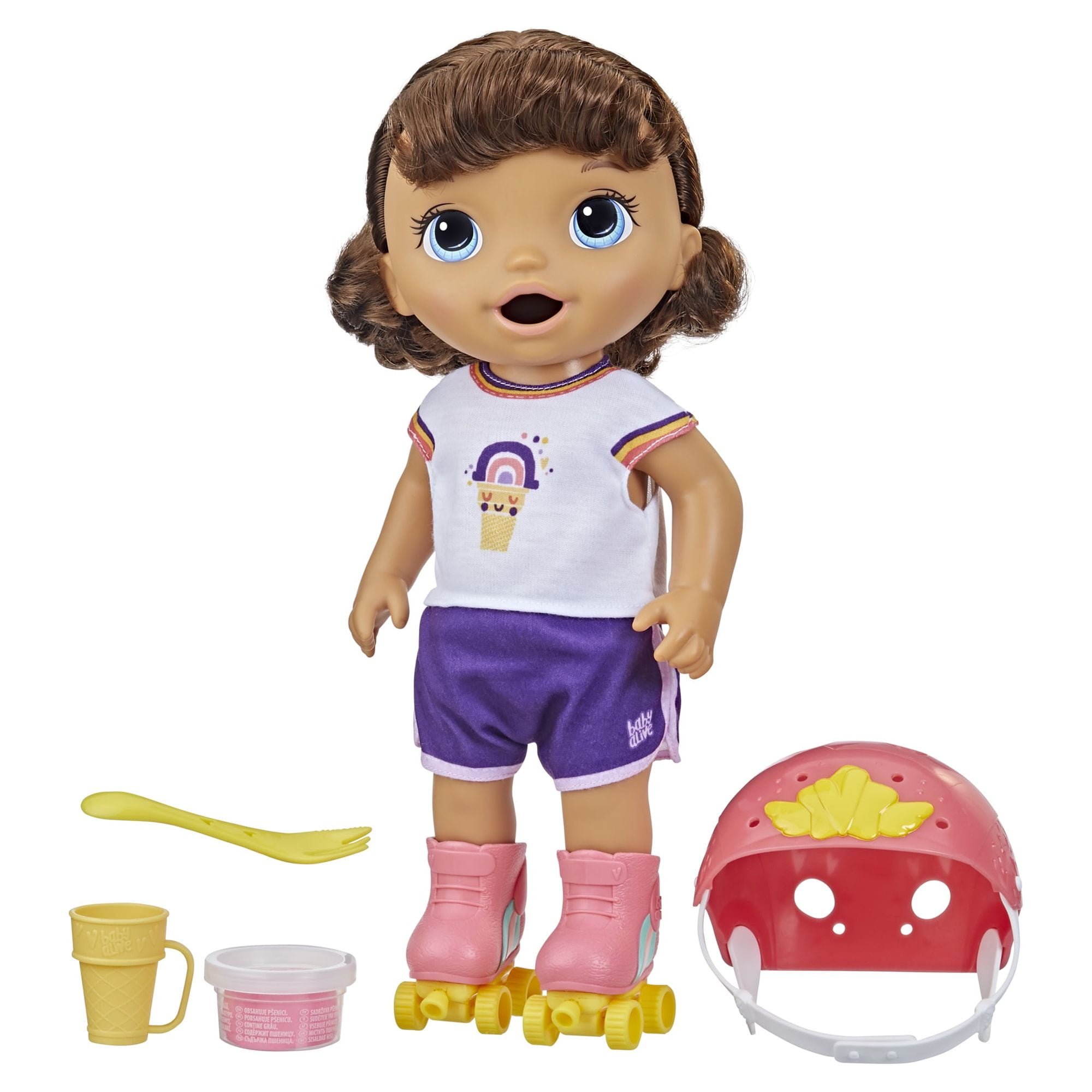 Baby Alive: Happy Hungry Baby 16-Inch Doll Brown Hair, Blue Eyes Kids Toy  for Boys and Girls