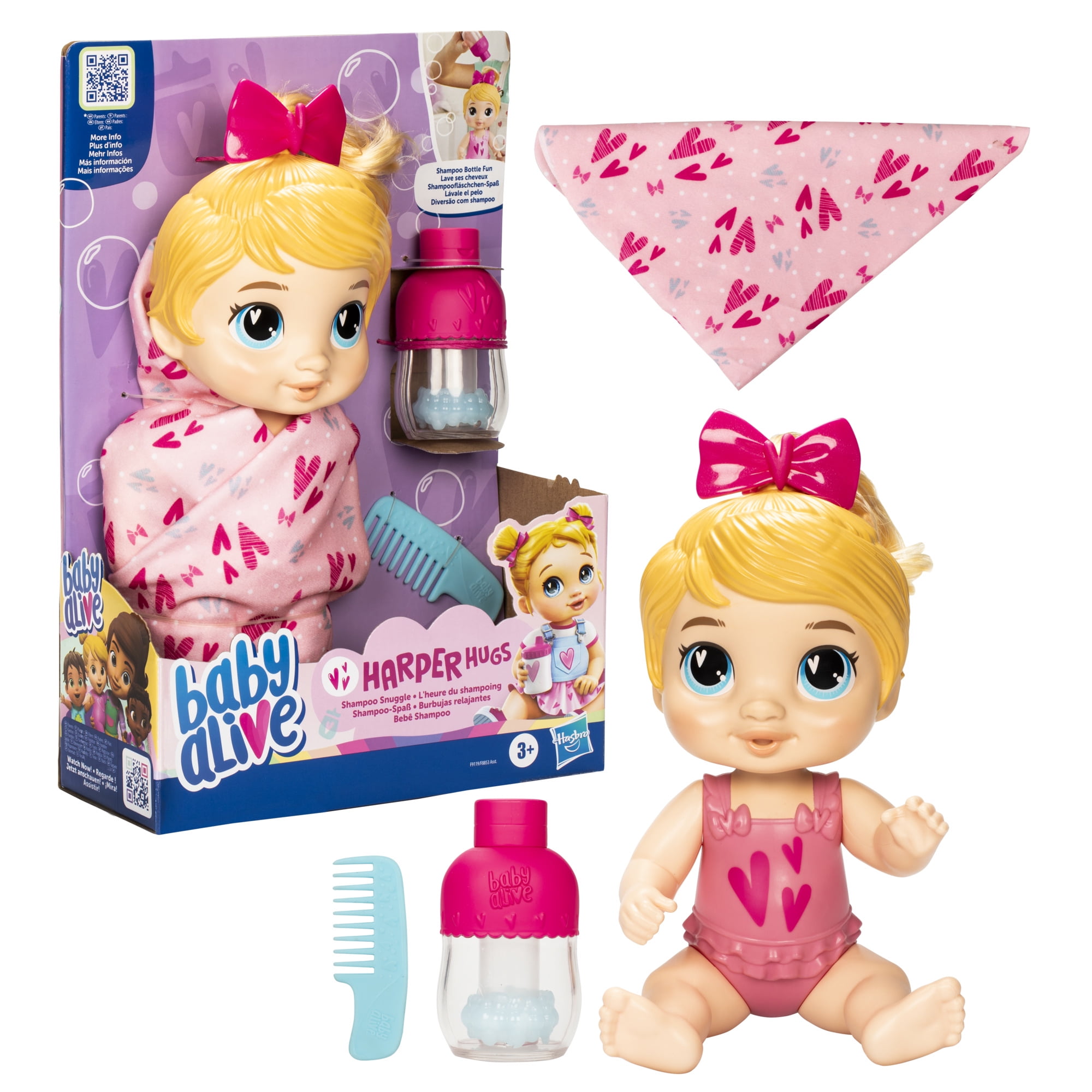 Baby Alive Shampoo Snuggle Harper Hugs Blonde Hair Water Baby Doll ...