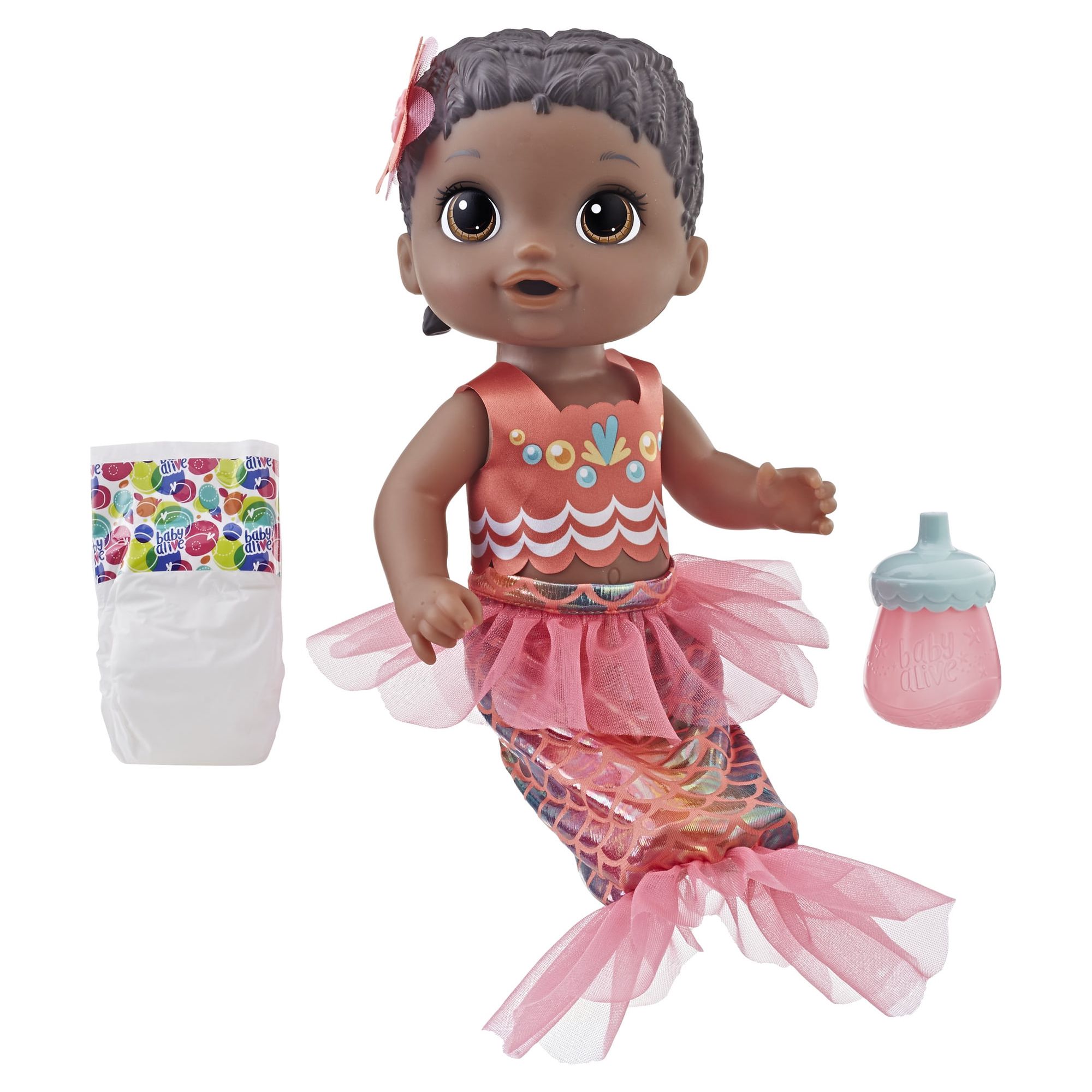 Baby Alive: Shimmer 'n Splash Mermaid 14-Inch Doll Black Hair, Brown Eyes Kids Toy for Boys and Girls - image 1 of 14