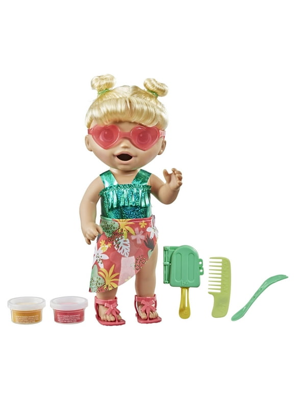 Baby Alive Sunshine Snacks Doll, Eats and "Poops," Waterplay Baby Doll, Ice Pop Mold, Toy for Kids 3 and Up, Blonde Hair