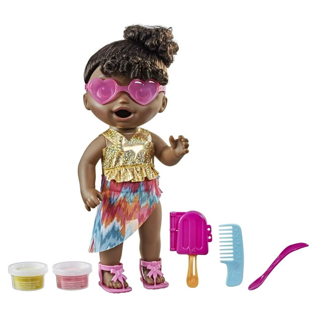 Baby Alive Sunshine Snacks Doll, Eats and "Poops," Waterplay Doll, Black Hair